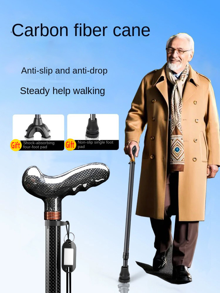 Trekking Pole Carbon - ไม้เท้าคาร์บอนแบบยืดหดได้ ไม้เท้าเดินป่าพร้อมที่จับกันลื่น ไม้เท้าเดินป่าแบบมีที่พักแขน ไม้เท้าสำหรับผู้สูงอายุ