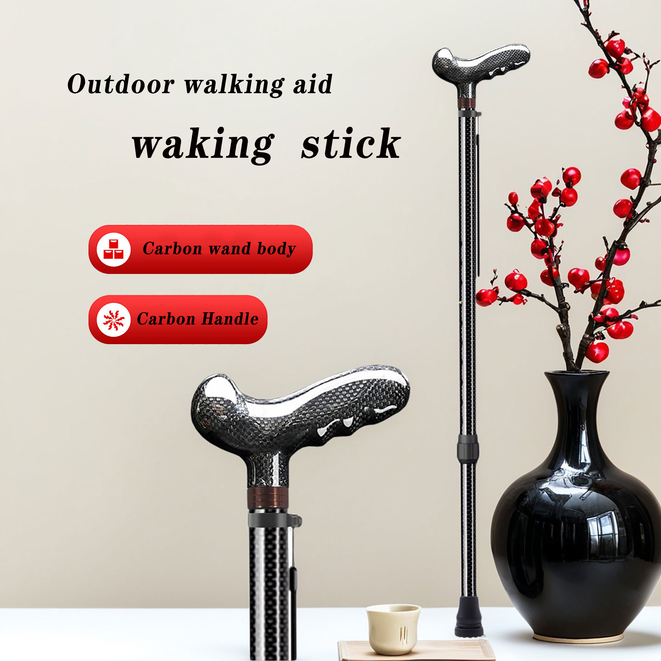 ไม้เท้าคาร์บอนไฟเบอร์น้ำหนักเบ - Trekking Pole Carbon บทวิจารณ์และราคา