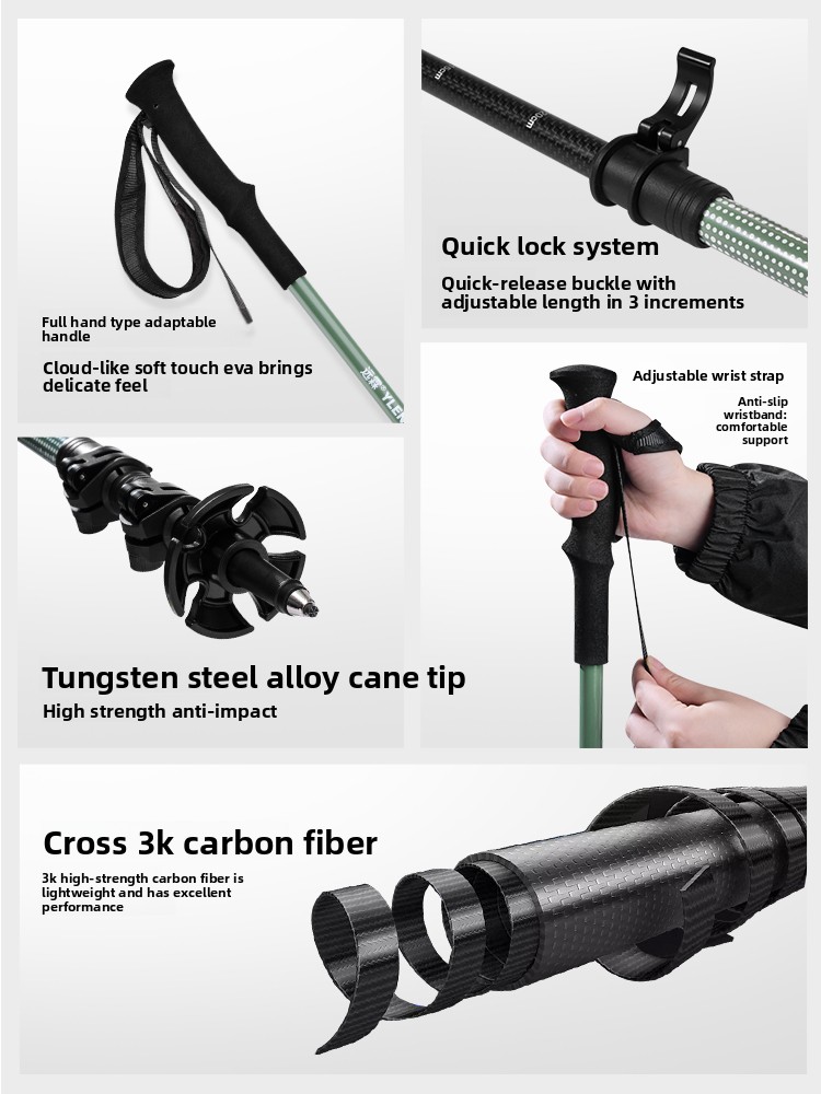 ไม้เท้าเดินป่าแบบมืออาชีพ ทำจา - Trekking Pole Carbon บทวิจารณ์และราคา